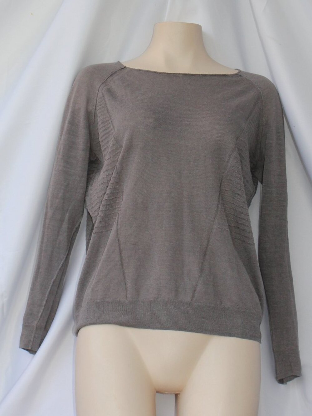 Judith&Charles Linen blend Sweater Pullover Gray Long Sleeve Round Neck Raw sz S